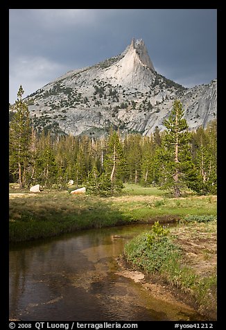 Cathedral Peak with storm light. Yosemite National Park, California, USA.