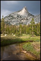 Cathedral Peak with storm light. Yosemite National Park, California, USA.