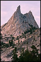 Spires on Cathedral Peak at sunset. Yosemite National Park, California, USA. (color)