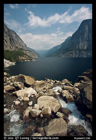 Stream from Wapama fall and Hetch Hetchy reservoir. Yosemite National Park (color)
