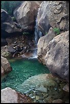 Waterfall and pool at the base of  Wapama falls. Yosemite National Park, California, USA. (color)