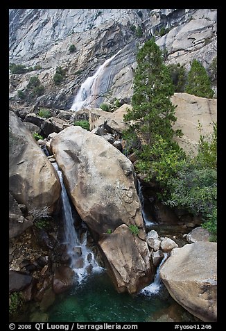 Pool and Wapama Falls, Hetch Hetchy. Yosemite National Park (color)