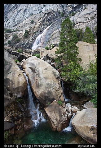 Pool and Wapama Falls, Hetch Hetchy. Yosemite National Park, California, USA.