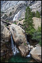 Pool and Wapama Falls, Hetch Hetchy. Yosemite National Park, California, USA. (color)