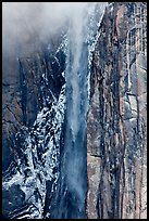 Ribbon Falls and snowy cliff. Yosemite National Park ( color)