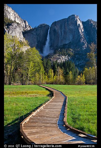 Boardwalk and Yosemite Falls. Yosemite National Park, California, USA.