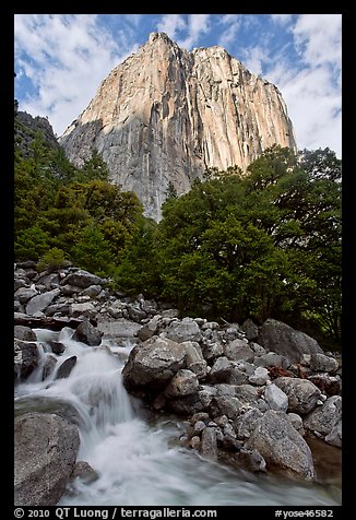 West face of El Capitan and creek. Yosemite National Park, California, USA.