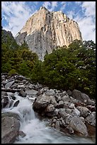 West face of El Capitan and creek. Yosemite National Park, California, USA.