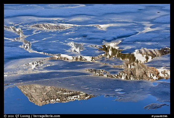 Mountain reflected in ice-covered waters. Yosemite National Park (color)