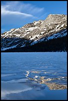 Peak reflected in thawing Tenaya Lake. Yosemite National Park, California, USA. (color)