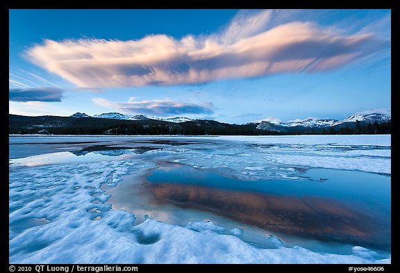 Meltpool, Twolumne Meadows at dusk. Yosemite National Park, California, USA.