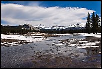 Flooded Twolumne Meadows in spring. Yosemite National Park, California, USA.