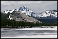 Lambert Dome surrounded by snowy peaks and meadows. Yosemite National Park, California, USA. (color)