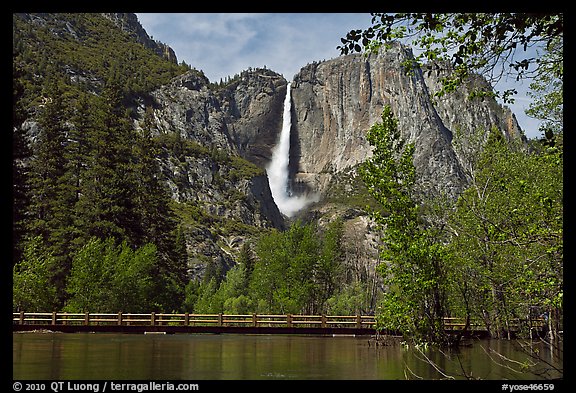 High waters of the Merced River under the Swinging Bridge. Yosemite National Park (color)