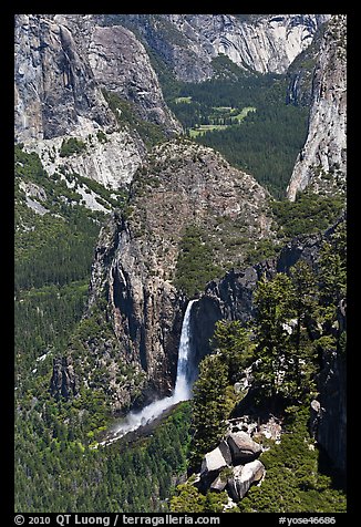Bridalveil Fall and Yosemite Valley from South Rim. Yosemite National Park (color)