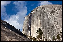 Hiker near Diving Board and Half-Dome. Yosemite National Park, California, USA.