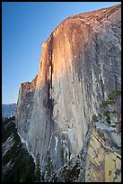 Last light on North-West face of Half-Dome. Yosemite National Park, California, USA.