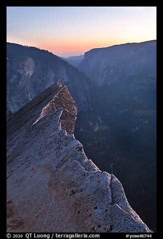 Diving Board and Yosemite Valley at sunset. Yosemite National Park, California, USA.