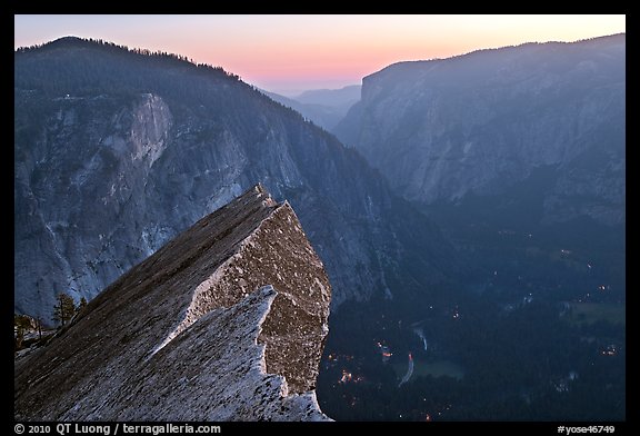 Diving Board, Glacier Point, and Yosemite Valley, sunset. Yosemite National Park (color)