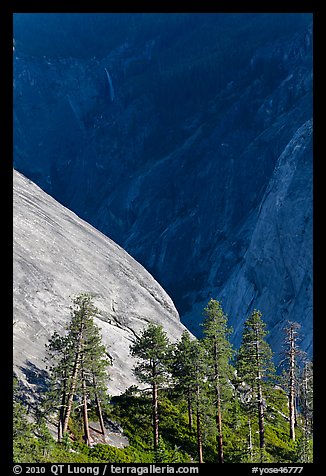 North Dome with Illouette Fall in distance. Yosemite National Park, California, USA.