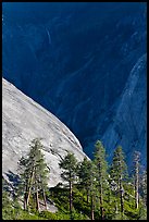 North Dome with Illouette Fall in distance. Yosemite National Park, California, USA. (color)