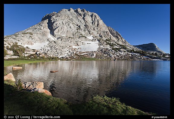 Fletcher Peak rising above Fletcher Lake. Yosemite National Park (color)