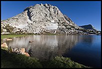 Fletcher Peak rising above Fletcher Lake. Yosemite National Park, California, USA.