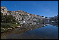 Stars above Vogelsang Lake at night. Yosemite National Park, California, USA.