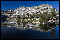 Vogelsang Peak reflected in Vogelsang Lake, morning. Yosemite National Park ( color)