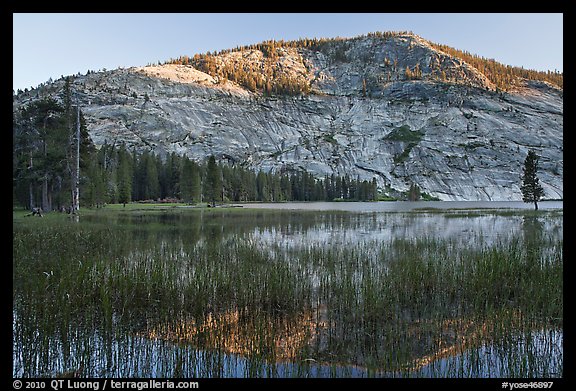 Peak reflected in Merced Lake, sunset. Yosemite National Park, California, USA.