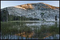 Peak reflected in Merced Lake, sunset. Yosemite National Park, California, USA.