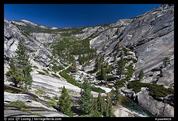 Merced River flowing down through Upper Merced River Canyon. Yosemite National Park (color)