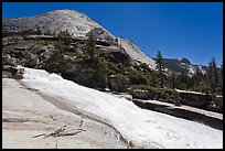 Merced River flowing over smooth granite in Upper Canyon. Yosemite National Park, California, USA. (color)