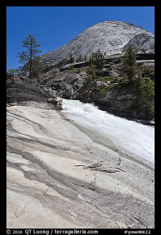 Granite slab, Merced River, and dome. Yosemite National Park (color)