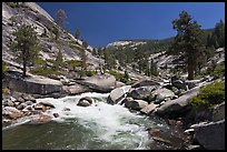 Merced river flowing in granite canyon. Yosemite National Park, California, USA.