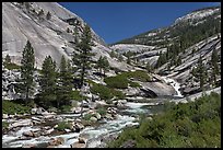 River flowing in smooth granite canyon. Yosemite National Park, California, USA. (color)