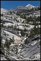 Landscape of smooth granite with flowing Merced. Yosemite National Park ( color)