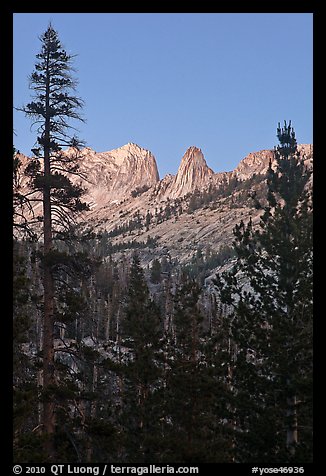 Spires of Matthews Crest at dusk. Yosemite National Park (color)