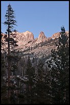 Spires of Matthews Crest at dusk. Yosemite National Park, California, USA.