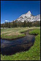 Stream and Cathedral Peak. Yosemite National Park, California, USA.