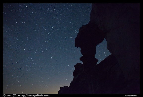 Indian Arch and star trails. Yosemite National Park, California, USA.