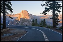 Road and Half-Dome. Yosemite National Park, California, USA.