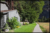 Residences at Ahwanhee Meadow edge, summer. Yosemite National Park, California, USA.