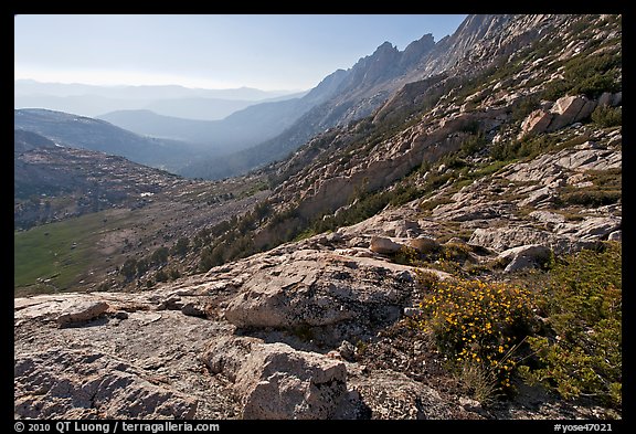 McCabe Creek from McCabe Pass, late afternoon. Yosemite National Park, California, USA.