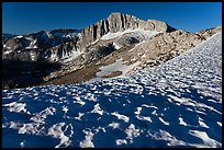 Snow field and North Peak, morning. Yosemite National Park, California, USA.