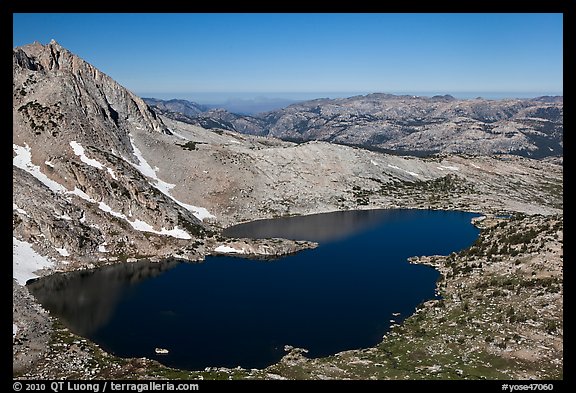 Upper McCabe Lake from above. Yosemite National Park, California, USA.