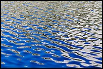 Lit mountain reflected in ripples, Roosevelt Lake. Yosemite National Park ( color)