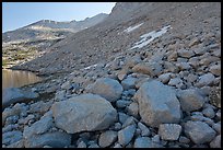 Boulders from rock slide below Mount Conness. Yosemite National Park, California, USA.