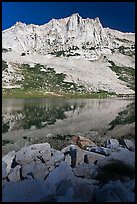 Craggy Peak and Sierra lake. Yosemite National Park, California, USA.