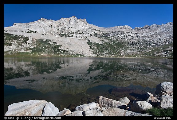 Rugged mountain reflected in Sierra Lake. Yosemite National Park (color)